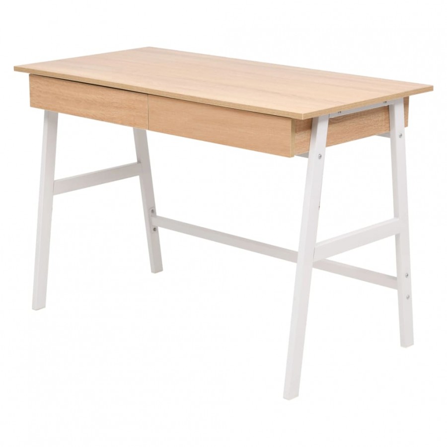 Table d'écriture 110 x 55 x 75 cm Chêne et blanc