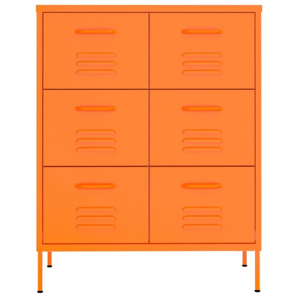 Armoire à tiroirs Orange 80x35x101,5 cm Acier