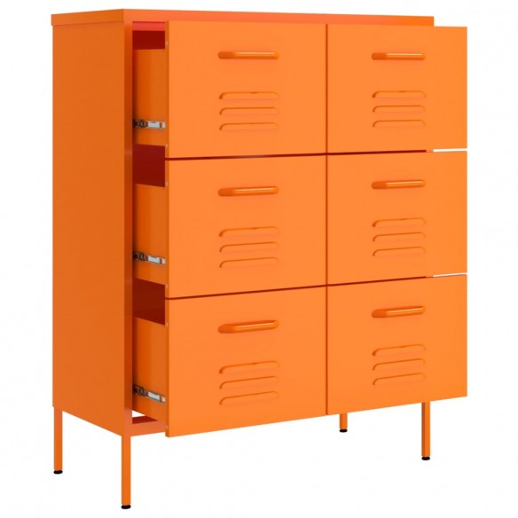 Armoire à tiroirs Orange 80x35x101,5 cm Acier