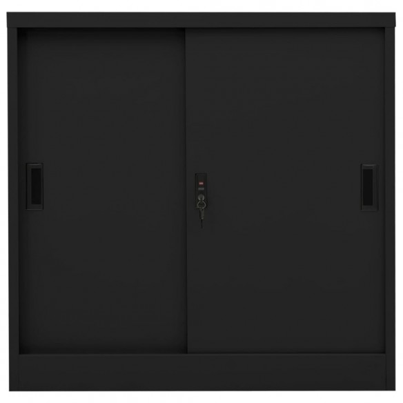 Armoire de bureau avec porte coulissante Noir 90x40x90 cm Acier