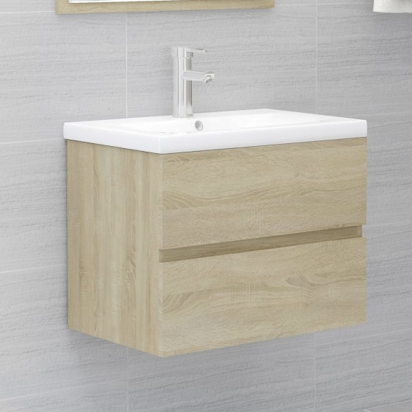 Armoire d'évier avec lavabo intégré Chêne sonoma Aggloméré