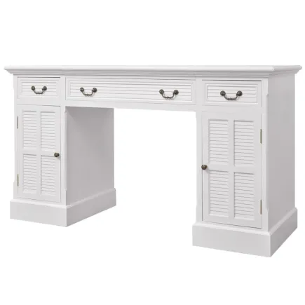 Bureau à double piédestal Blanc 140 x 48 x 80 cm 2