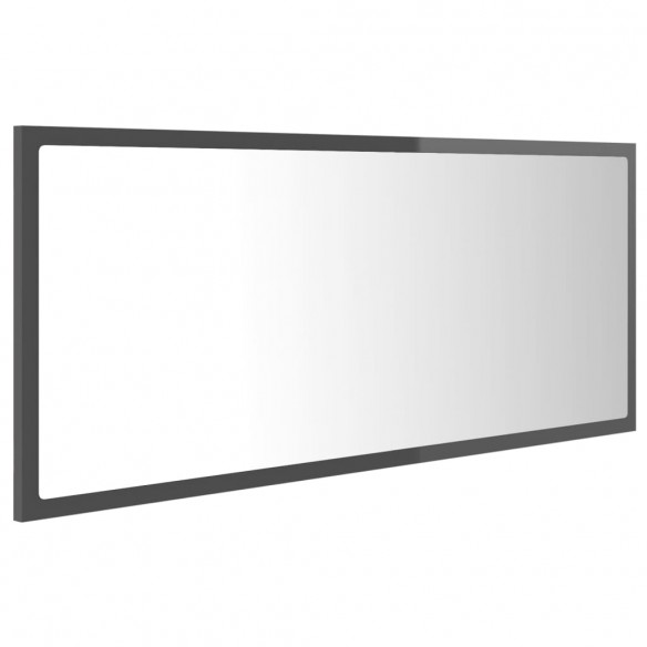 Miroir LED de salle de bain Gris brillant 100x8,5x37 Acrylique