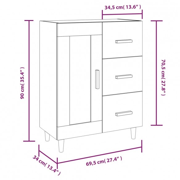 Buffet Blanc 69,5x34x90 cm Bois d'ingénierie