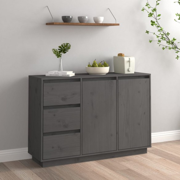 Buffet Gris 111x34x75 cm Bois massif de pin