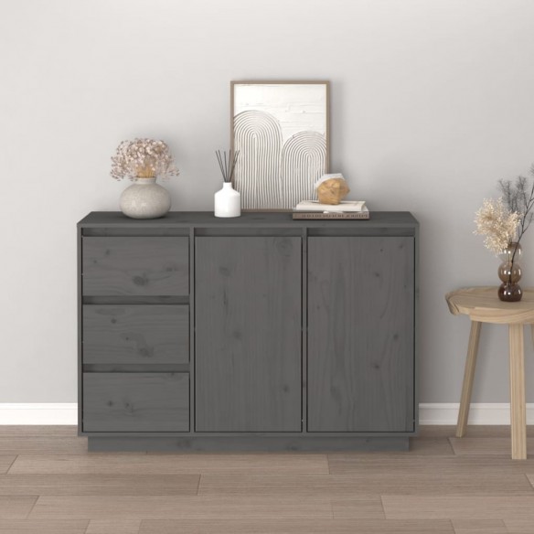 Buffet Gris 111x34x75 cm Bois massif de pin