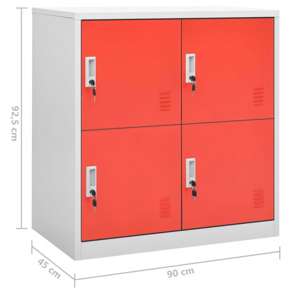 Armoires à casiers 2 pcs Gris clair et rouge 90x45x92,5cm Acier