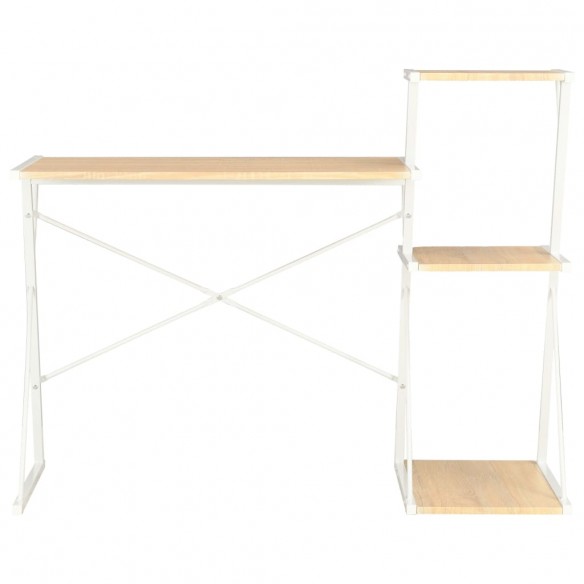 Bureau avec étagère Blanc et chêne 116x50x93 cm