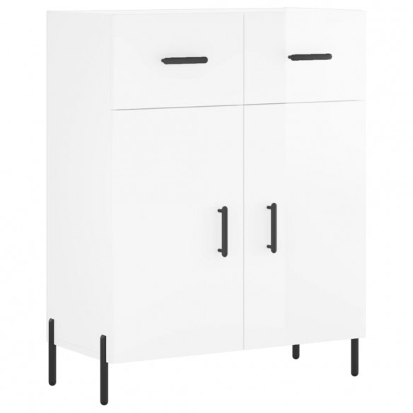 Buffet Blanc brillant 69,5x34x90 cm Bois d'ingénierie