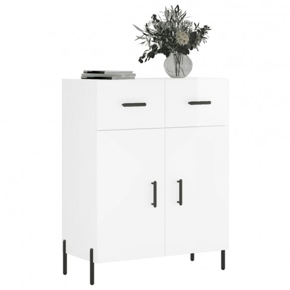 Buffet Blanc brillant 69,5x34x90 cm Bois d'ingénierie