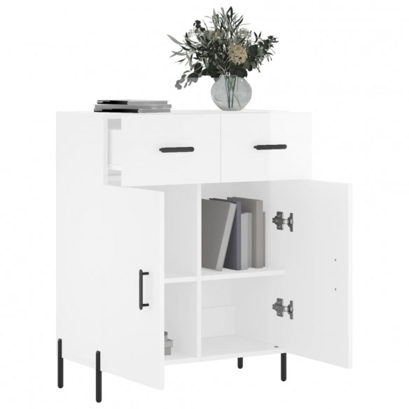 Buffet Blanc brillant 69,5x34x90 cm Bois d'ingénierie