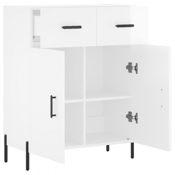 Buffet Blanc brillant 69,5x34x90 cm Bois d'ingénierie