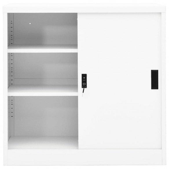 Armoire de bureau avec porte coulissante Blanc 90x40x90cm Acier