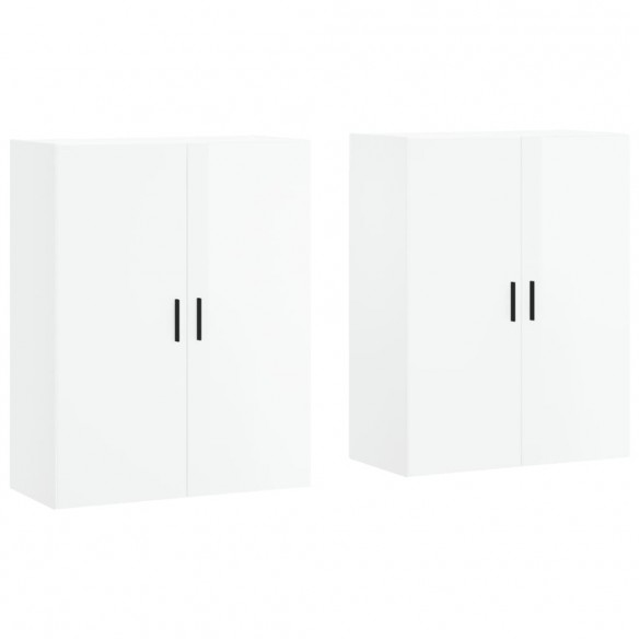 Armoires murales 2 pcs blanc brillant 69,5x34x90 cm