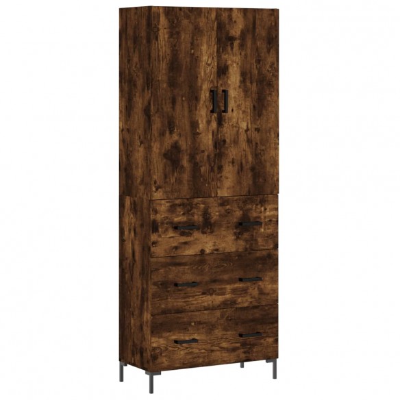 Buffet haut Chêne fumé 69,5x34x180 cm Bois d'ingénierie