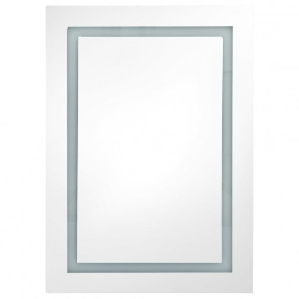 Armoire de salle de bain à miroir LED Blanc brillant 50x13x70cm