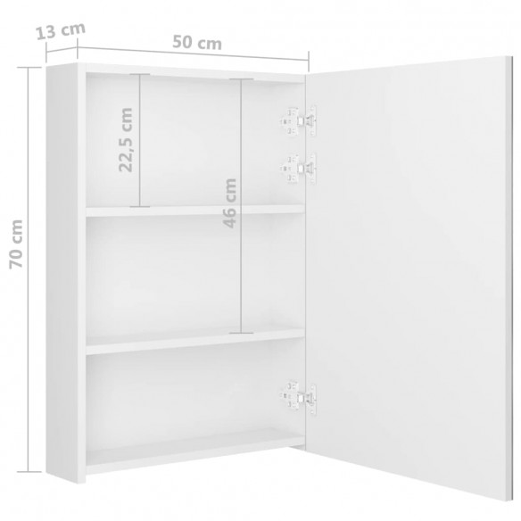 Armoire de salle de bain à miroir LED Blanc brillant 50x13x70cm