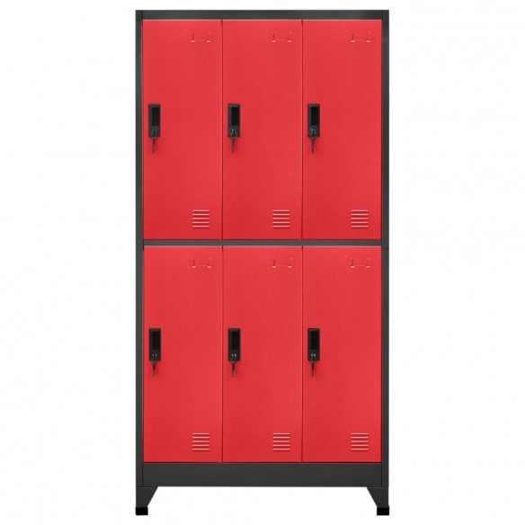 Armoire à casiers Anthracite et rouge 90x45x180 cm Acier