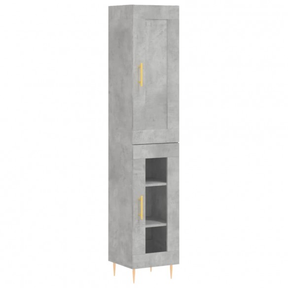 Buffet haut gris béton 34,5x34x180 cm bois d'ingénierie