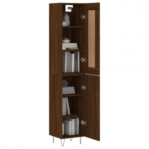 Buffet haut Chêne marron 34,5x34x180 cm Bois d'ingénierie