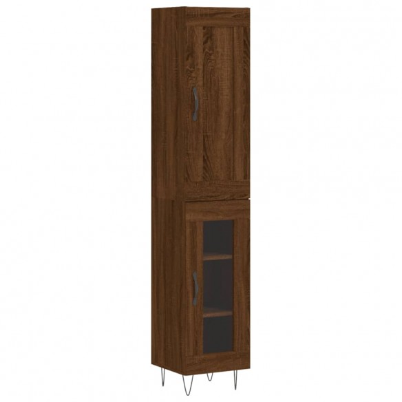 Buffet haut Chêne marron 34,5x34x180 cm Bois d'ingénierie