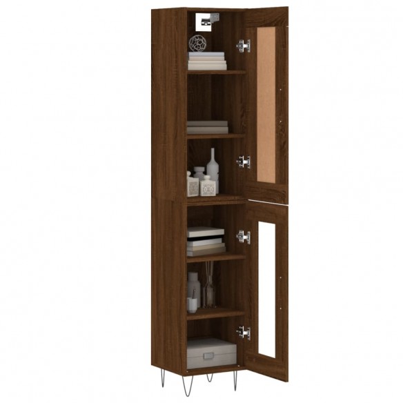 Buffet haut Chêne marron 34,5x34x180 cm Bois d'ingénierie