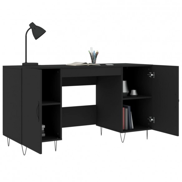 Bureau noir 140x50x75 cm bois d'ingénierie