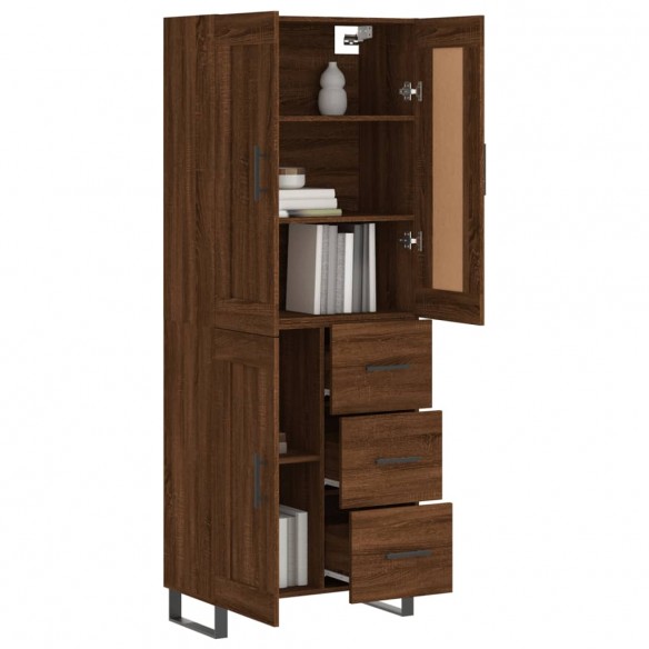 Buffet haut Chêne marron 69,5x34x180 cm Bois d'ingénierie