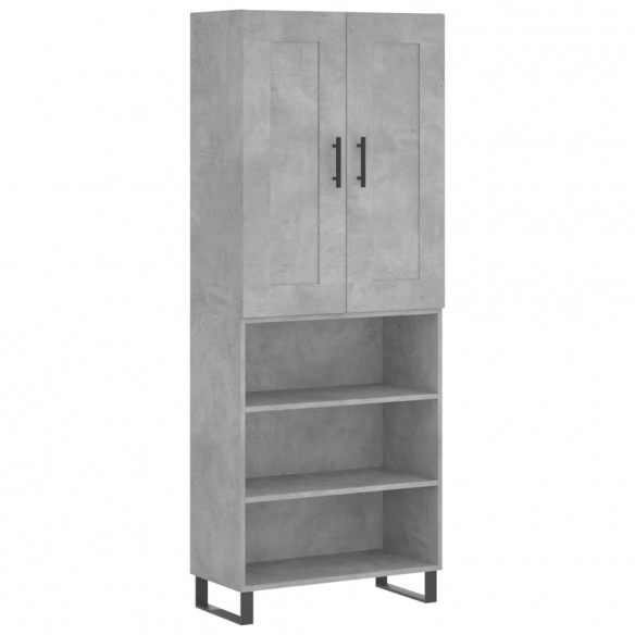 Buffet haut Gris béton 69,5x34x180 cm Bois d'ingénierie