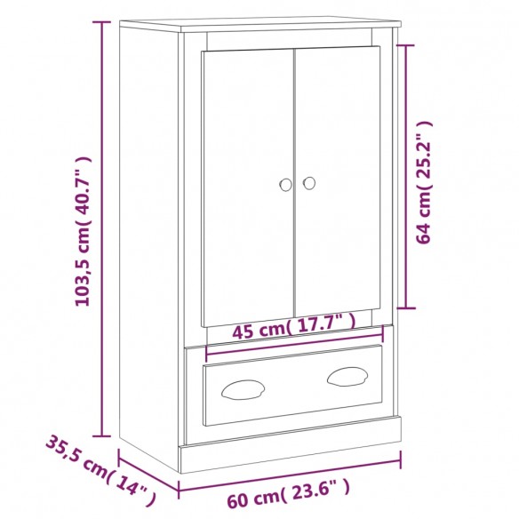 Buffet haut chêne marron 60x35,5x103,5 cm bois d'ingénierie