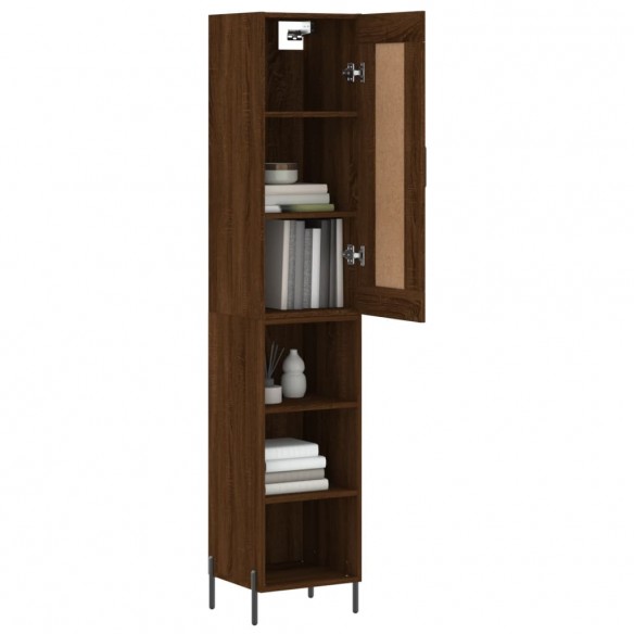 Buffet haut Chêne marron 34,5x34x180 cm Bois d'ingénierie