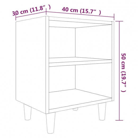 Tables de chevet pieds en bois 2 pcs Sonoma gris 40x30x50 cm