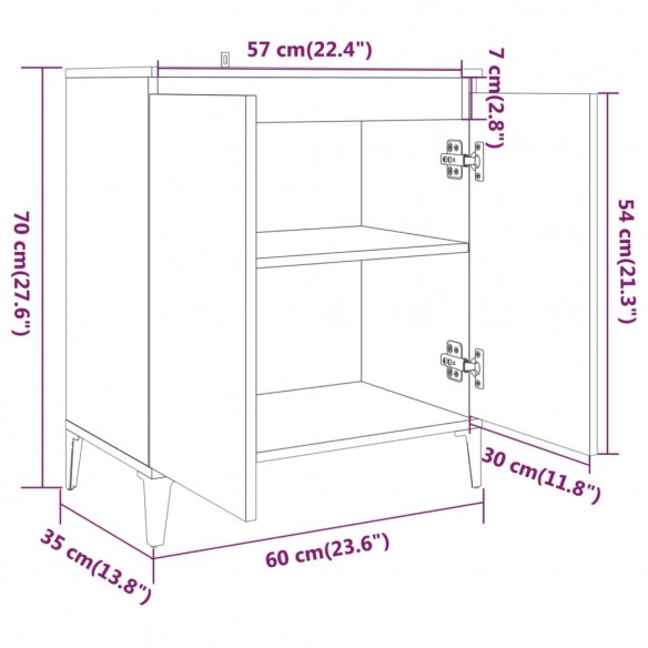 Buffet Sonoma gris 60x35x70 cm Bois d'ingénierie