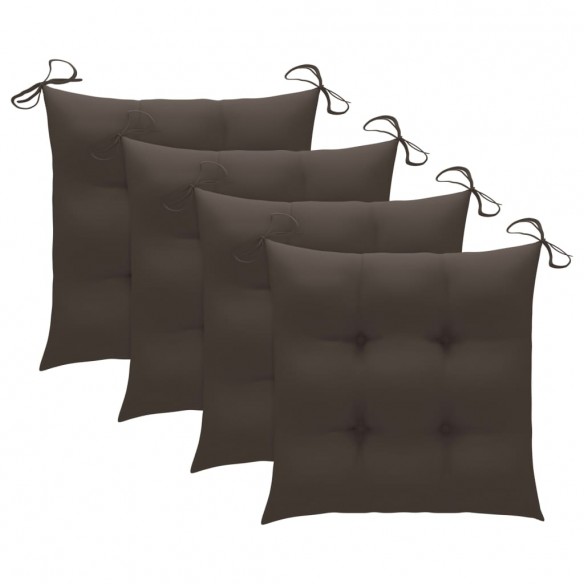 Chaises de jardin avec coussins taupe 4 pcs Bois de teck massif