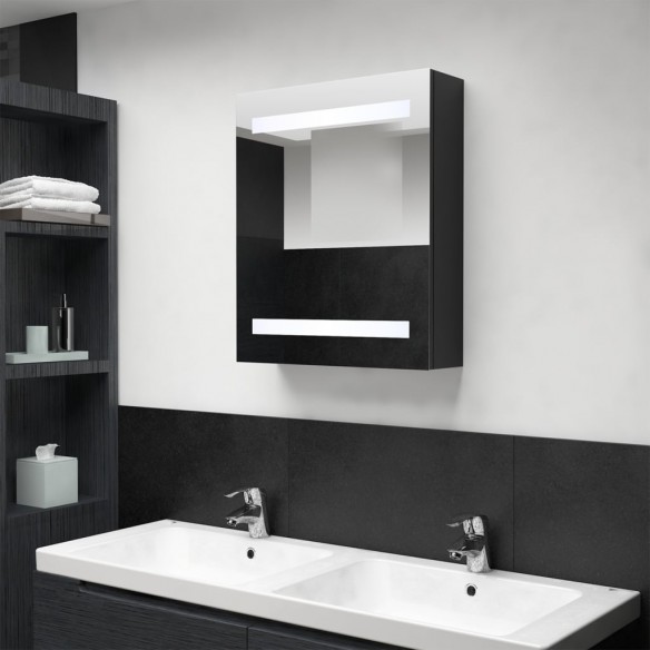 Armoire de salle de bain à miroir LED noir 50x14x60 cm