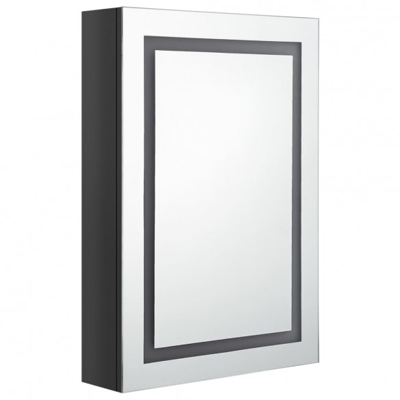 Armoire de salle de bain à miroir LED noir brillant 50x13x70 cm