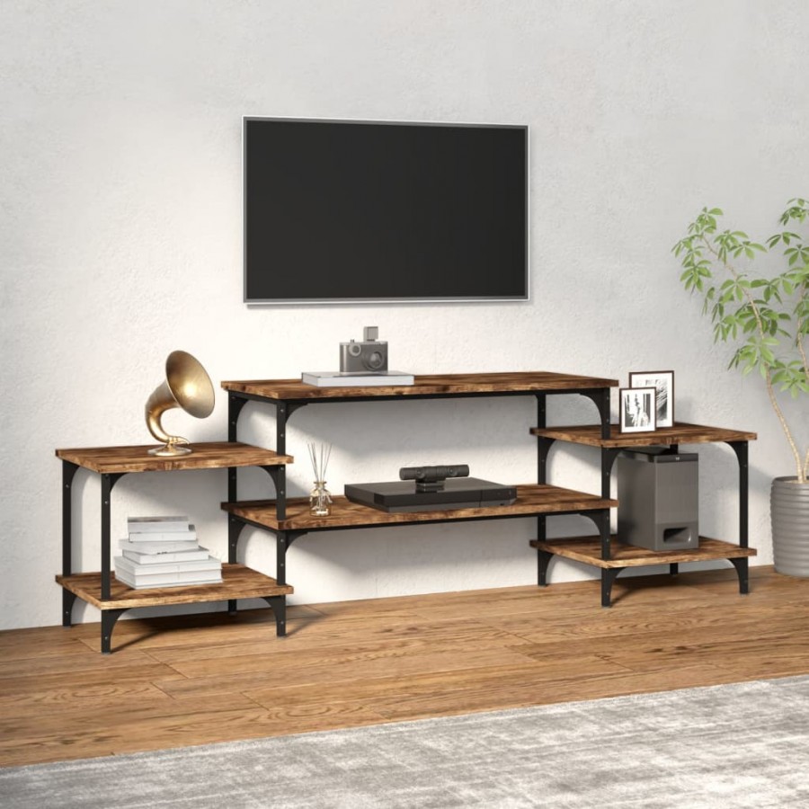 Meuble TV Chêne fumé 157x35x52 cm bois d'ingénierie