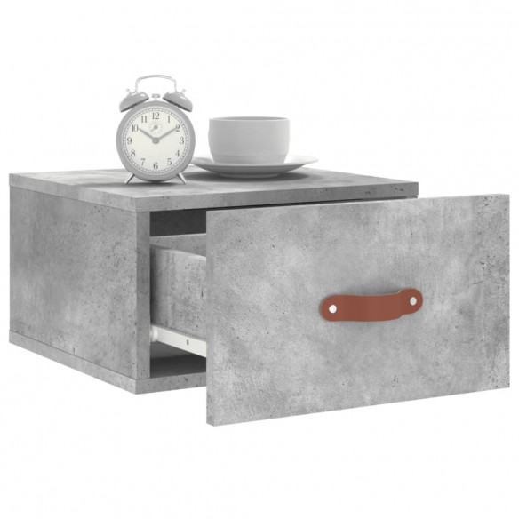 Table de chevet murale gris béton 35x35x20 cm