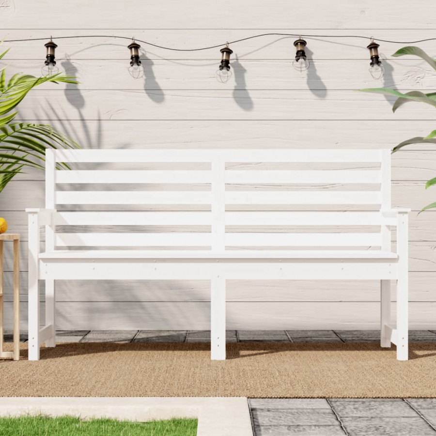 Banc de jardin blanc 159,5x48x91,5 cm bois massif de pin