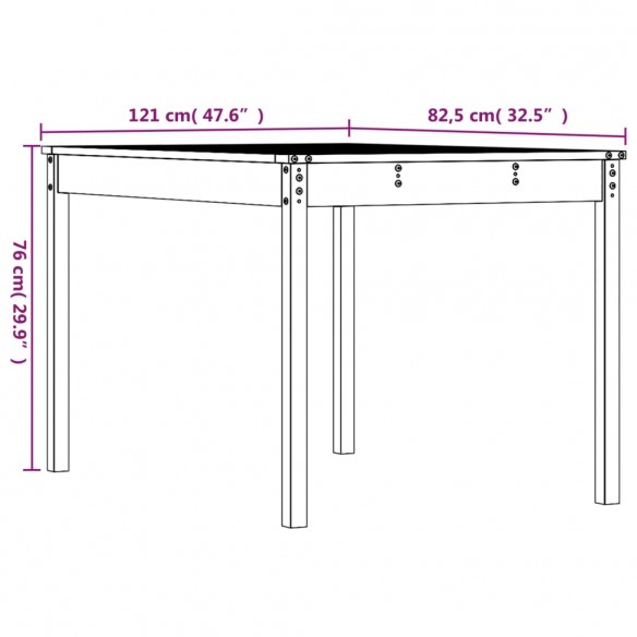 Table de jardin 121x82,5x76 cm bois massif de douglas