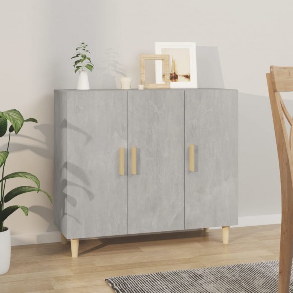 Buffet gris béton 90x34x80 cm bois d'ingénierie