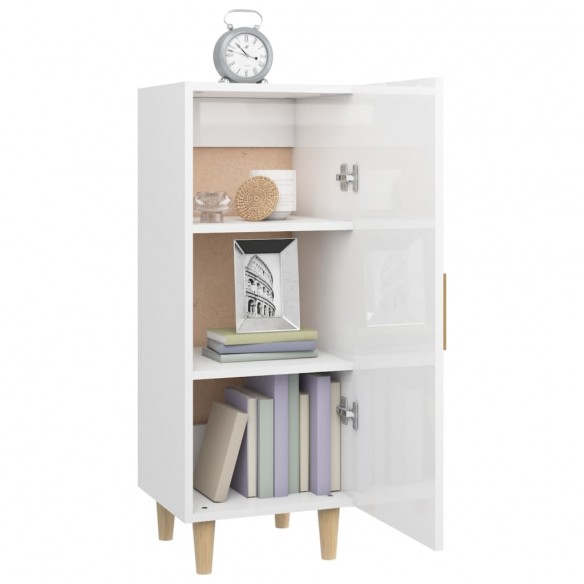 Buffet Blanc brillant 34,5x34x90 cm Bois d'ingénierie