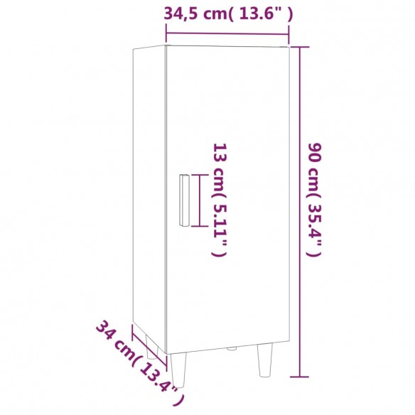 Buffet Blanc brillant 34,5x34x90 cm Bois d'ingénierie