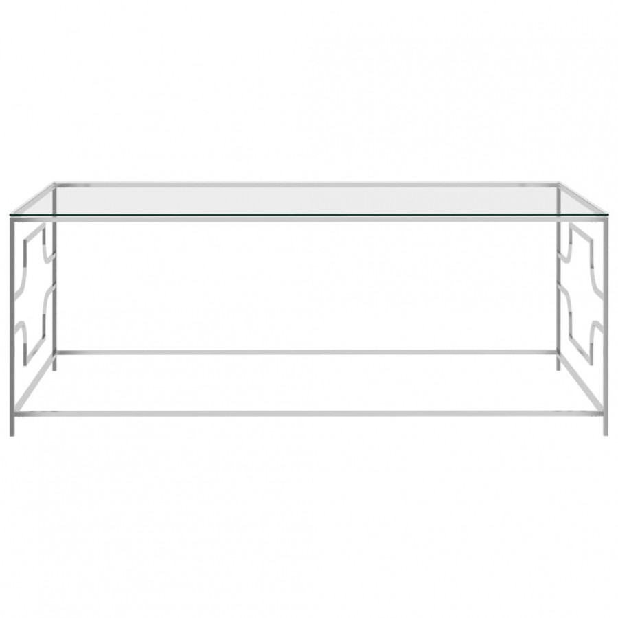 Table basse Argenté 120x60x45 cm Acier inoxydable et verre