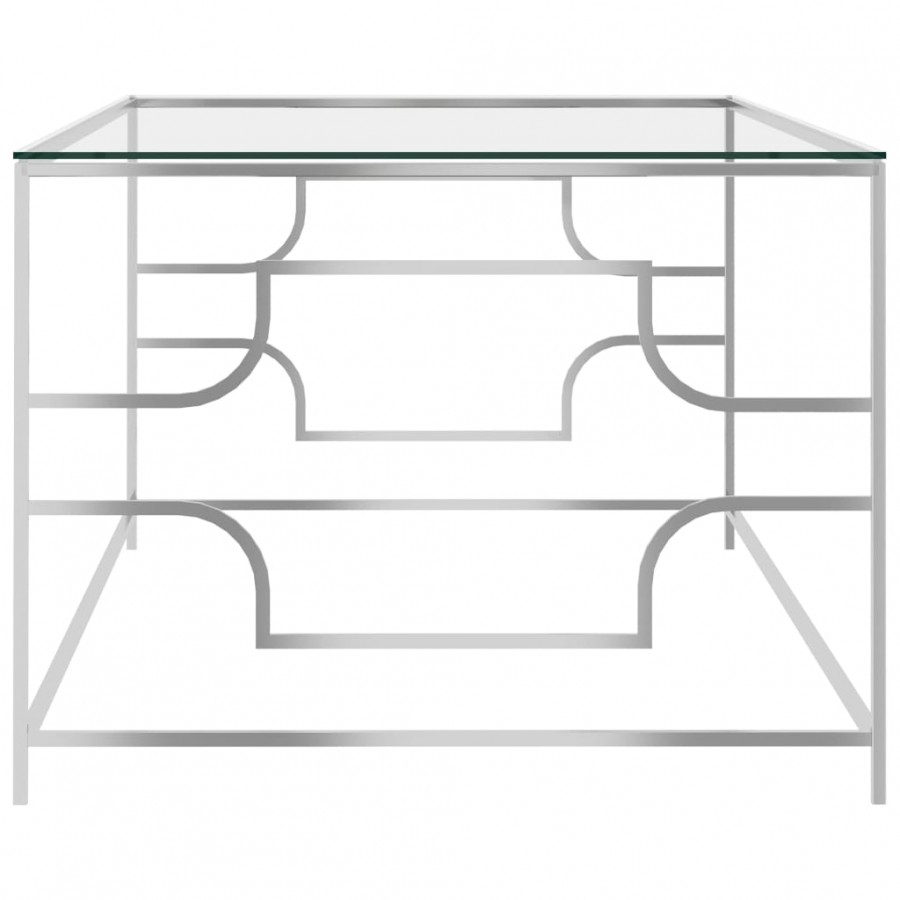 Table basse Argenté 120x60x45 cm Acier inoxydable et verre
