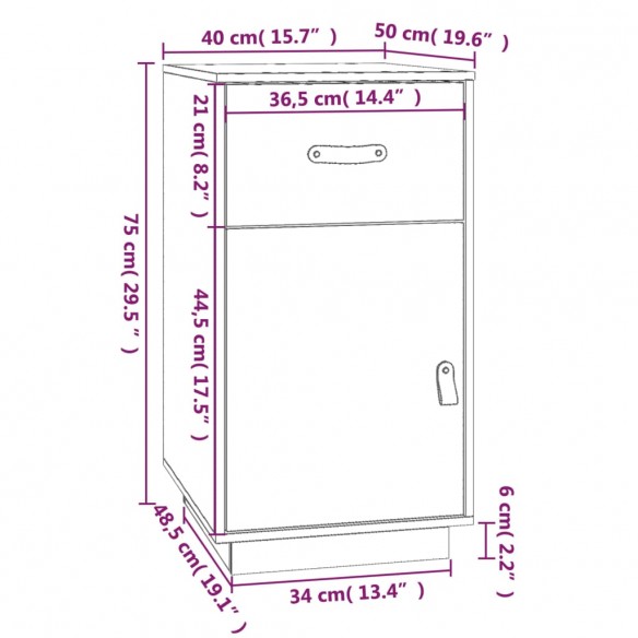 Armoire de bureau Marron miel 40x50x75 cm Bois massif de pin