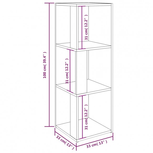 Armoire d'angle Noir 33x33x100 cm Aggloméré