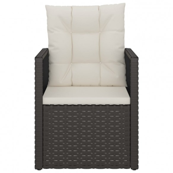 Fauteuil de jardin avec coussins Noir Résine tressée