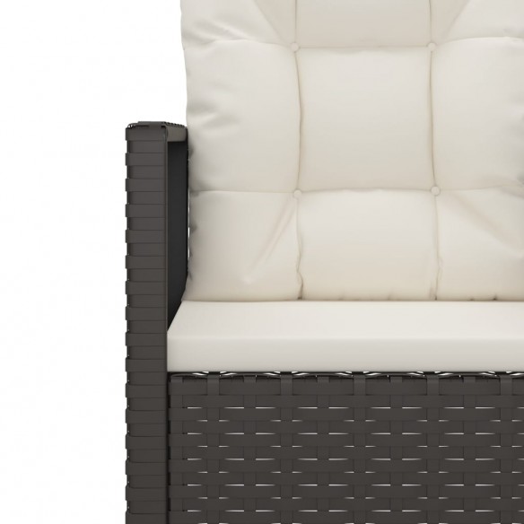 Fauteuil de jardin avec coussins Noir Résine tressée