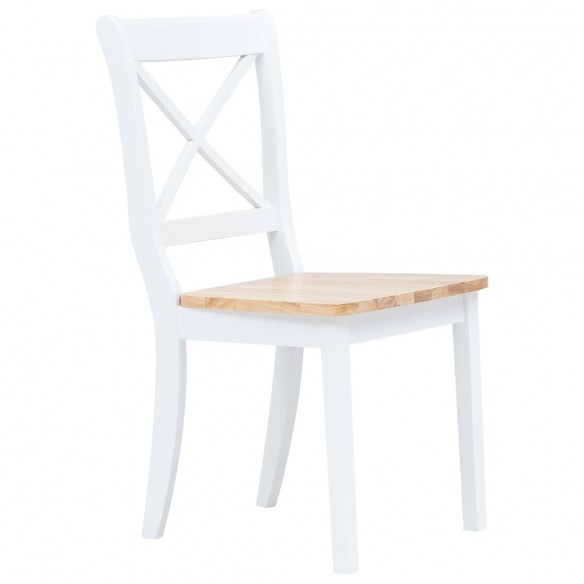 Chaises à manger lot de 4 blanc et bois clair bois hévéa massif